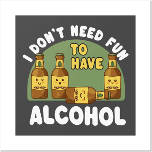 Cute Kawaii Beer Bottles - Funny Alcohol Saying Posters and Art